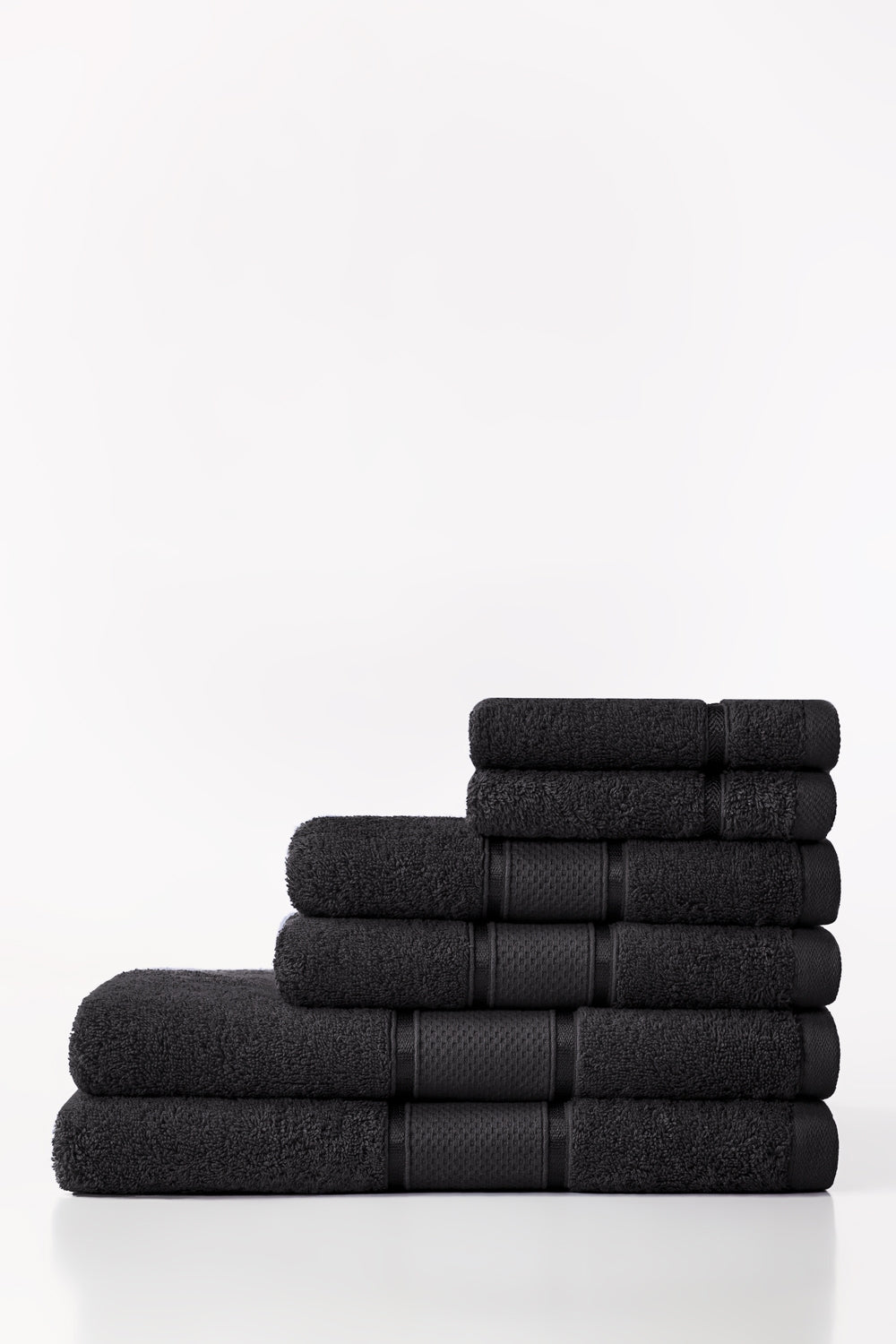 Black Combed Towel 6Pcs Set