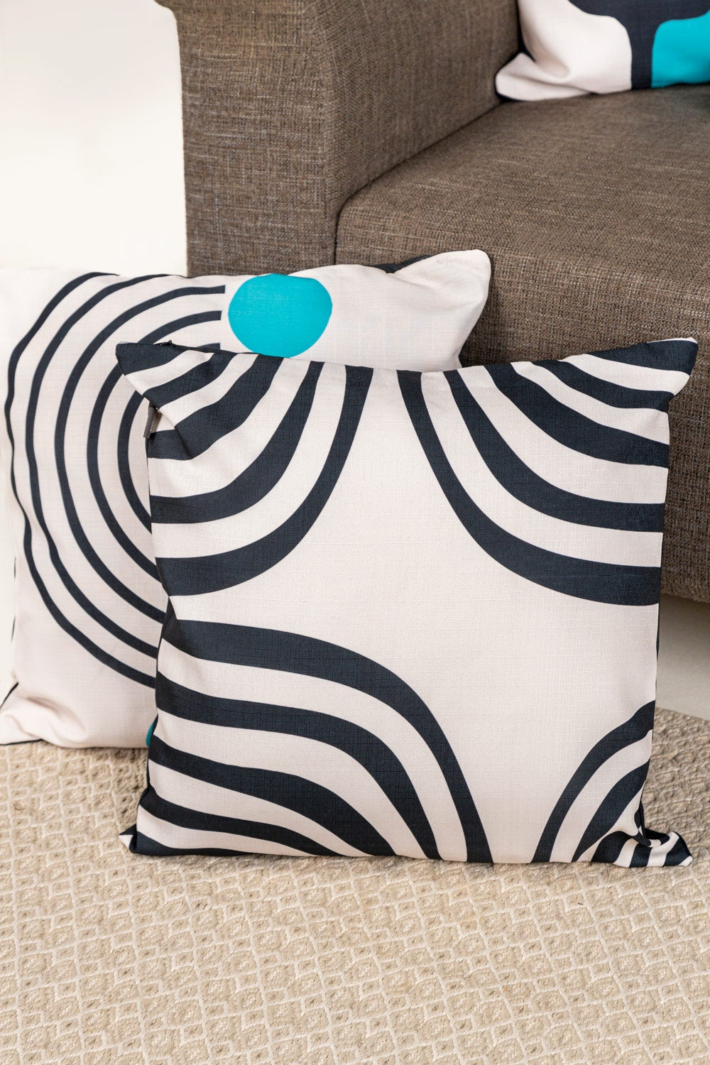 Black Curves Digital Printed Cushion Cover
