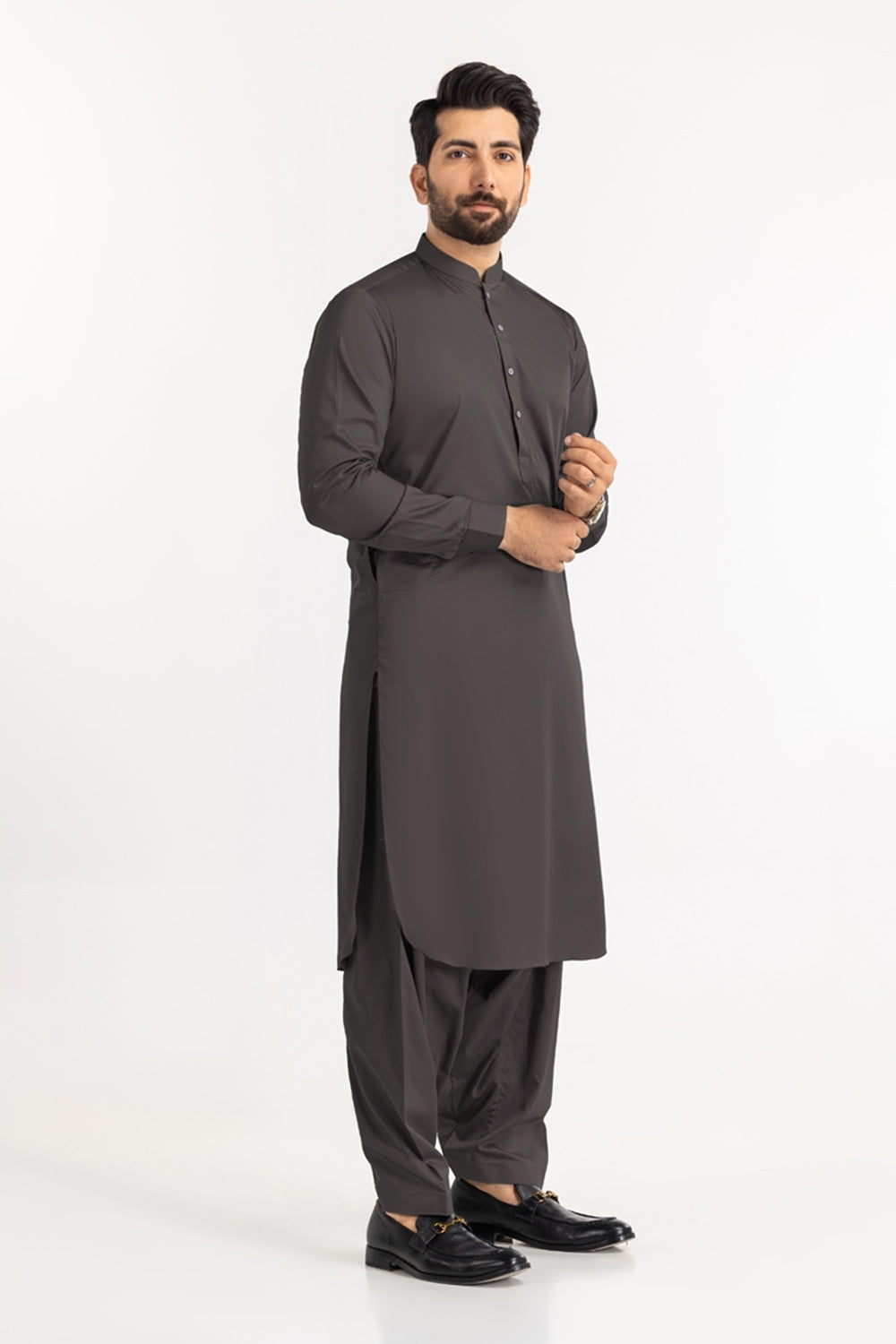 Black Gold Latha Unstitched Fabric Cotton-LF