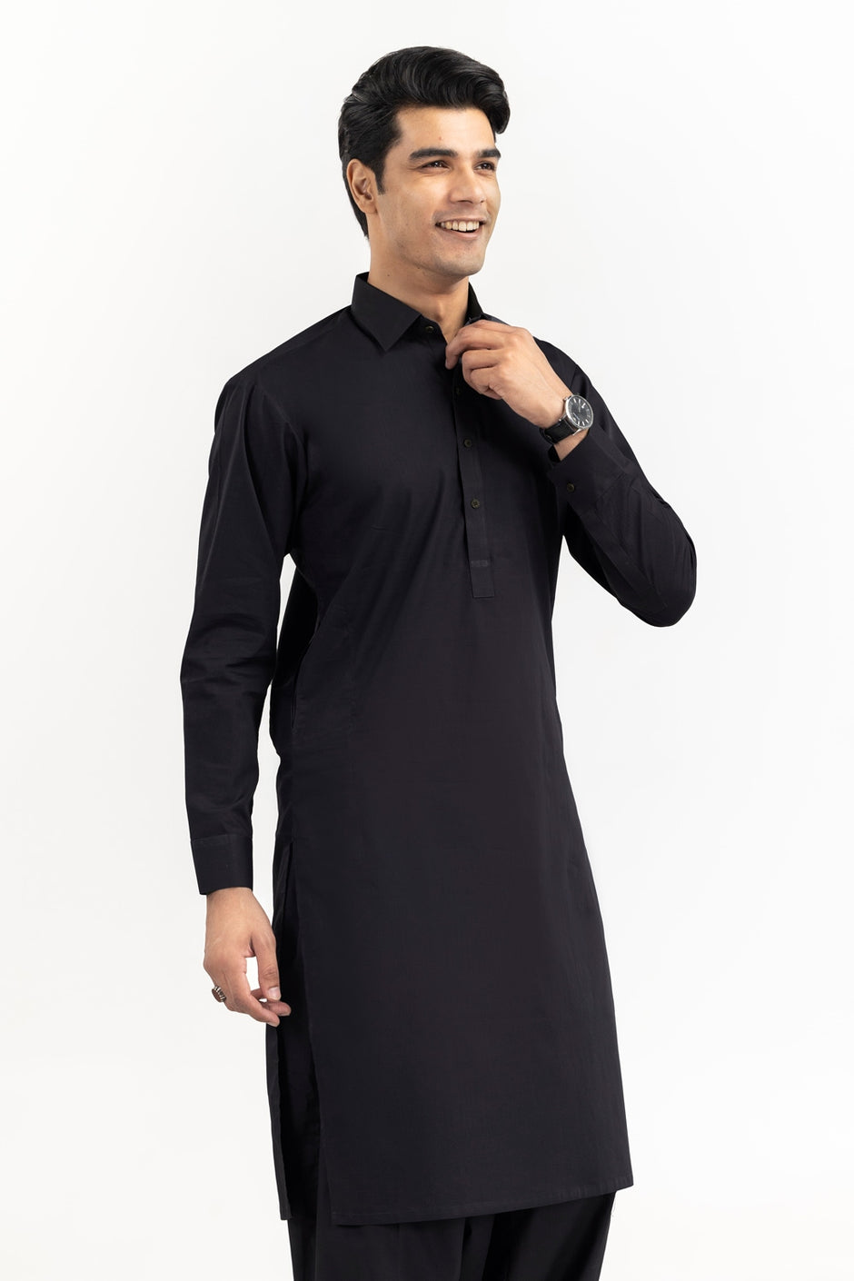 Black Gold Latha Unstitched Fabric Cotton-LF