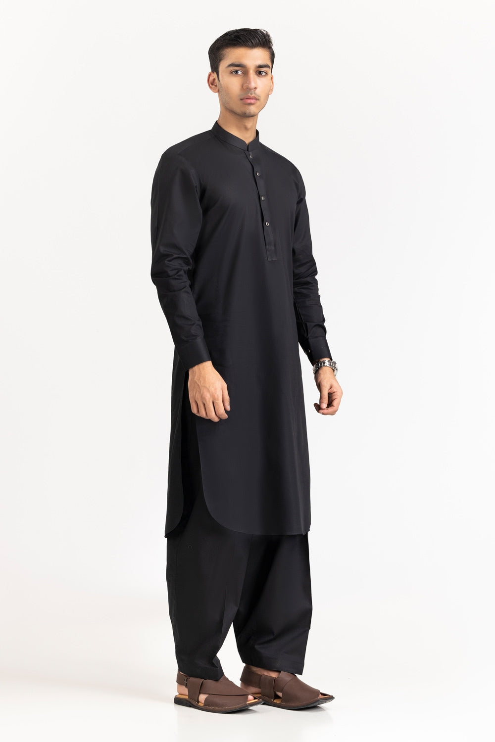 Black Gold Latha Unstitched Fabric