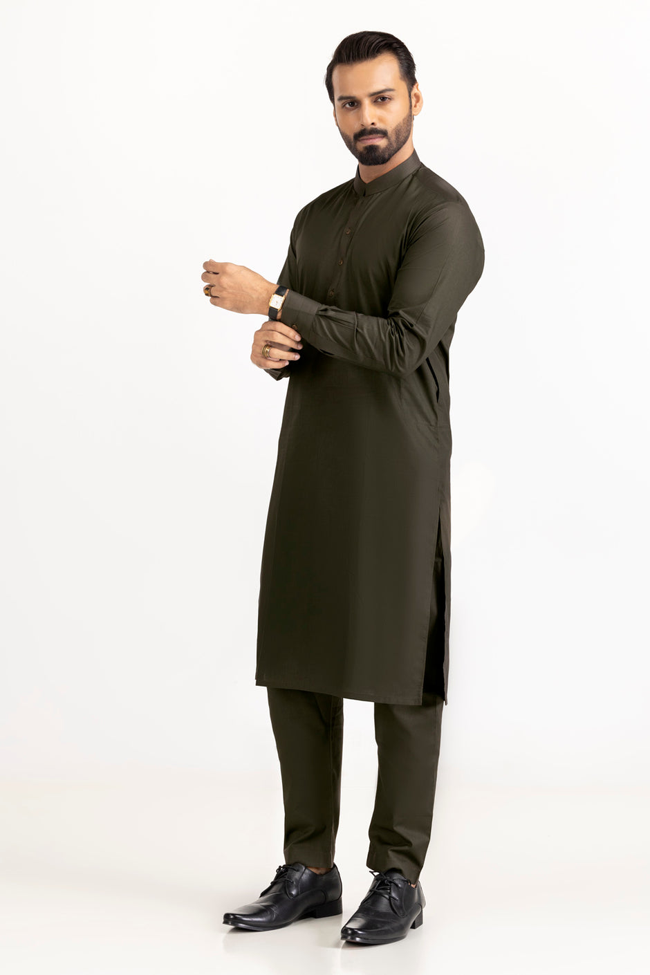 Black Gold Latha Unstitched Fabric Cotton-LF