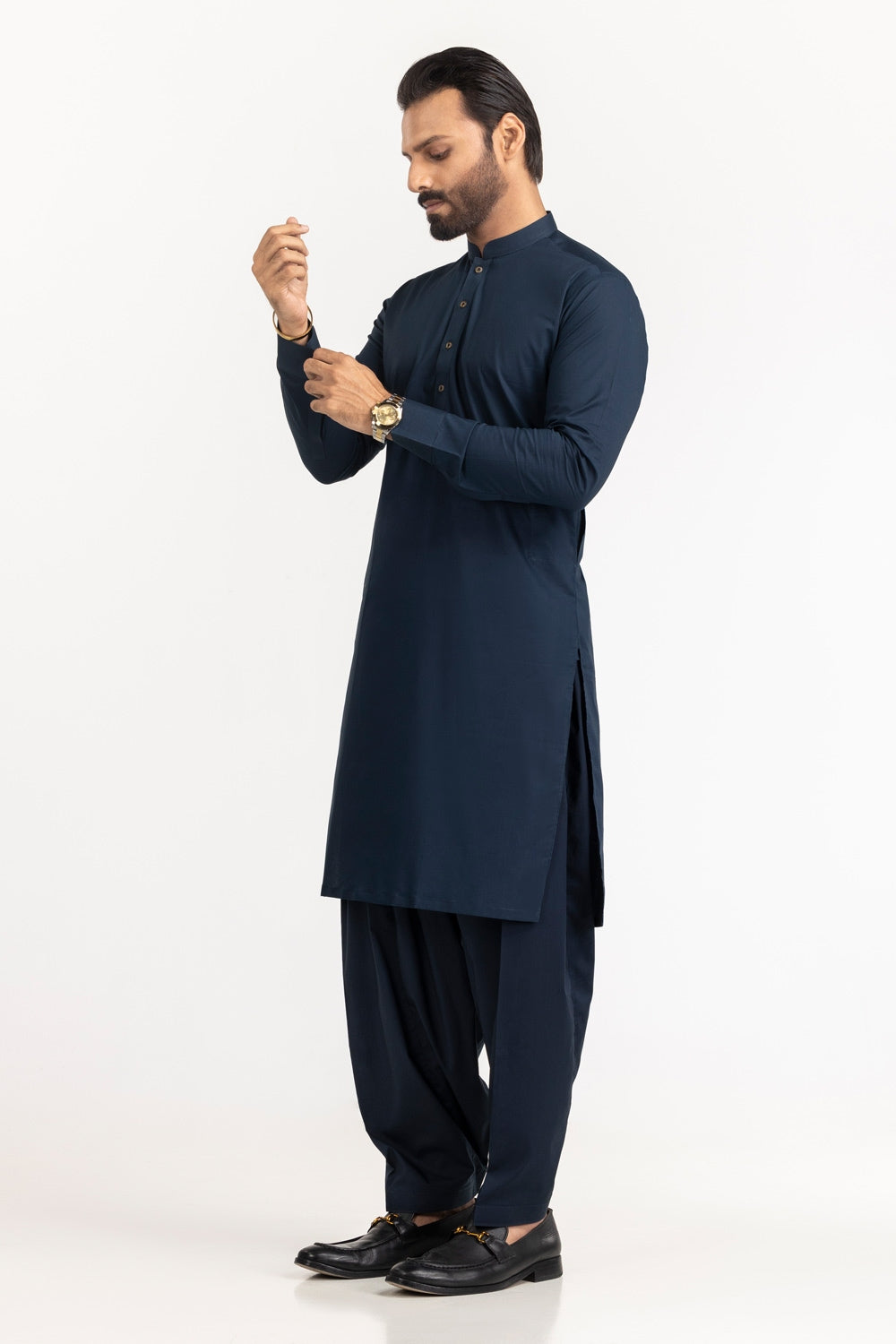 Black Gold Latha Unstitched Fabric Cotton-LF