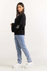 Black Basic Knitted Sweatshirt WM-SWS-WS23-003