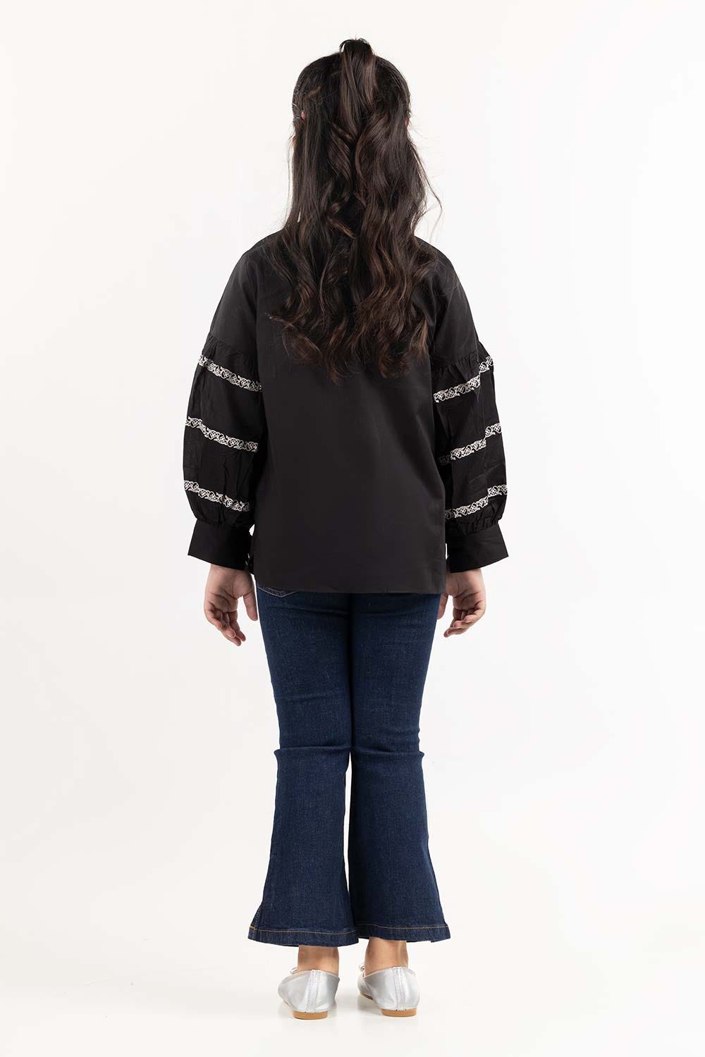 Junior Girl Black Basic Woven Top JGWD-2210008