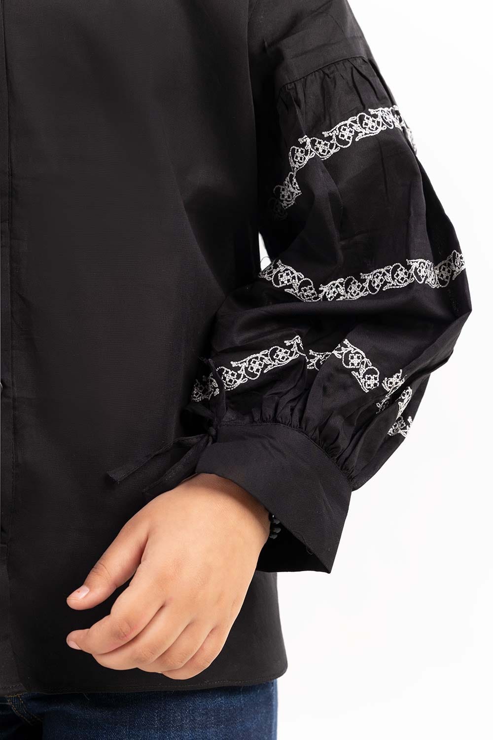 Junior Girl Black Basic Woven Top JGWD-2210008