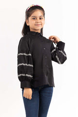 Junior Girl Black Basic Woven Top JGWD-2210008