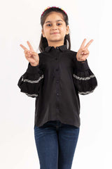 Junior Girl Black Basic Woven Top JGWD-2210008