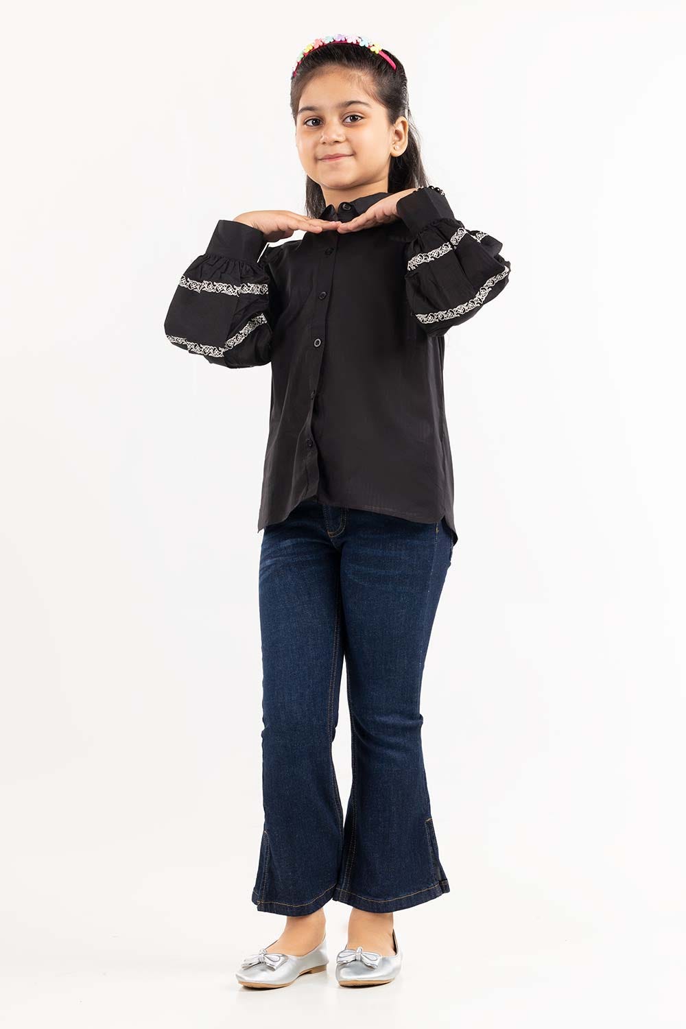 Junior Girl Black Basic Woven Top JGWD-2210008