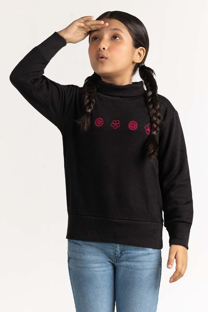 Black Embroidered Sweatshirt 224-412-031