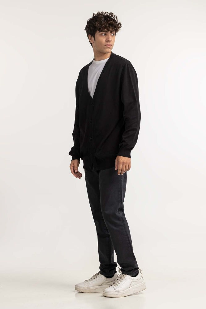 Black Fashion Cardigan MN-SWT-WS23-185A