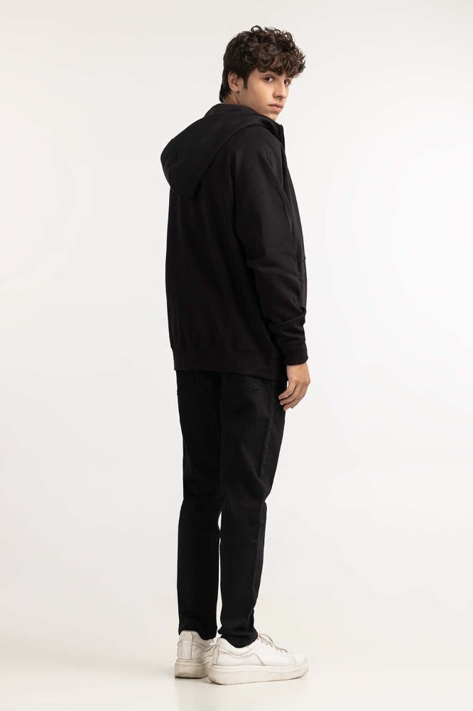 Black Fashion Hooded Zipper MN-HDZ-WS23-016