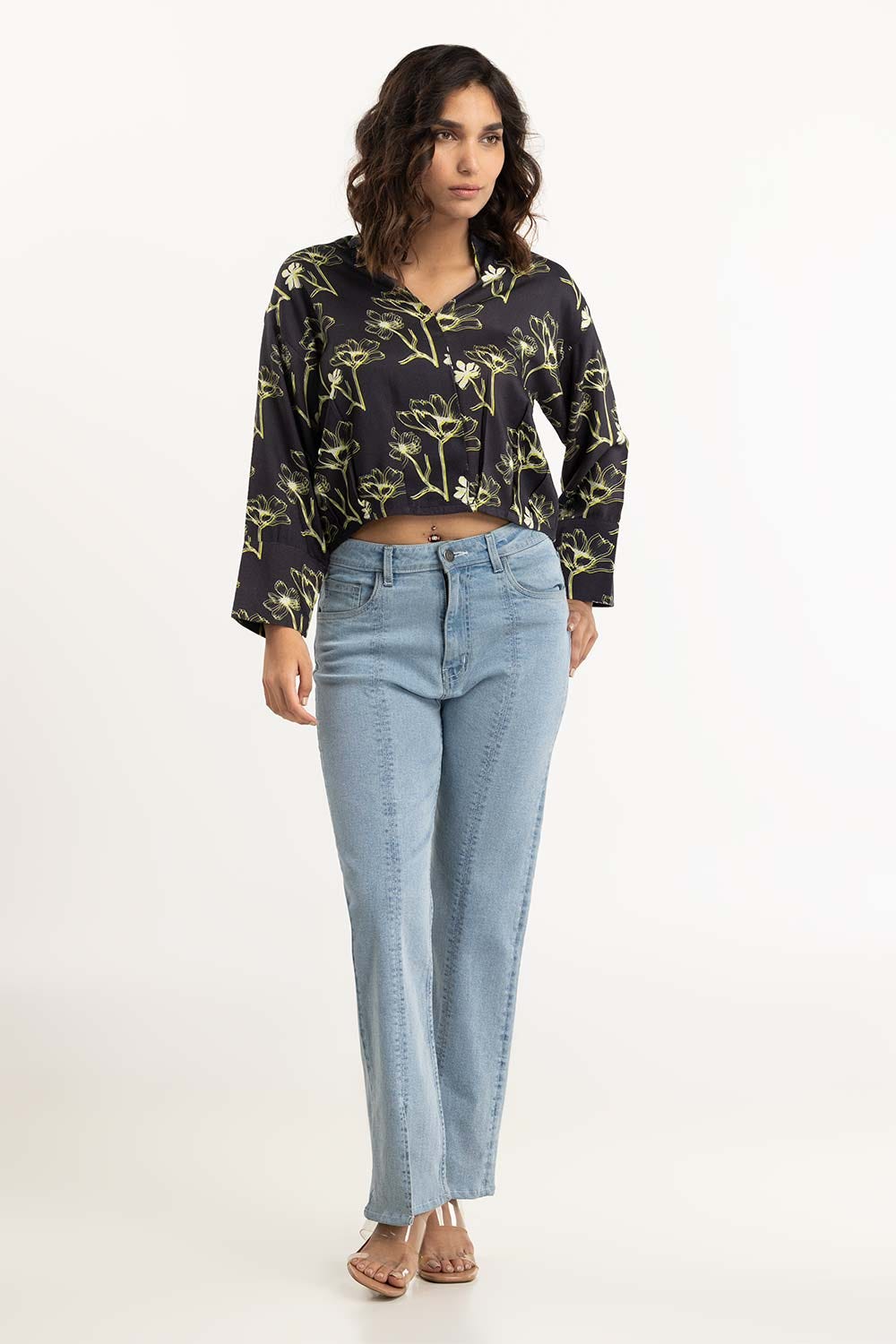 Black Floral Top 224-217-022