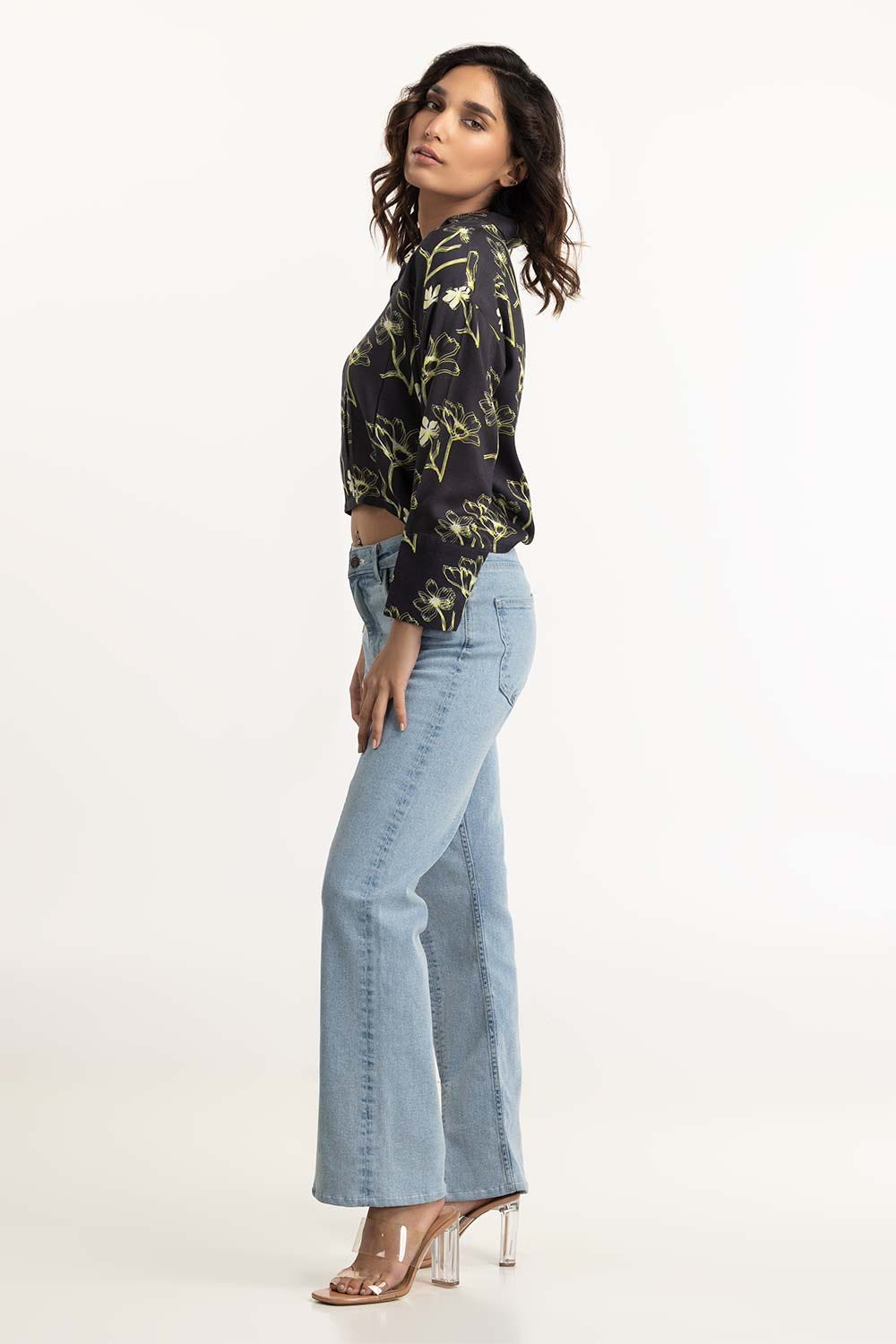 Black Floral Top 224-217-022