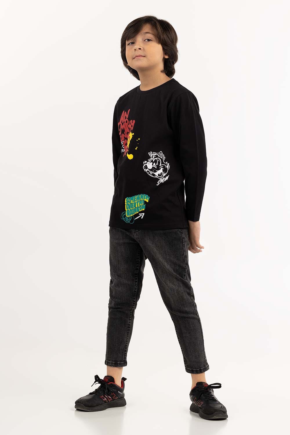 Junior Boy Black T-Shirt 224-313-024