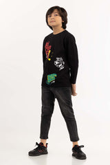 Junior Boy Black T-Shirt 224-313-024