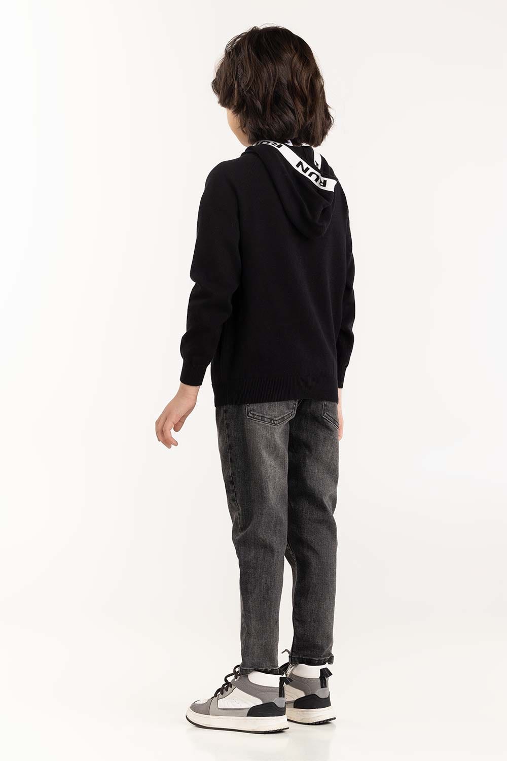 Junior Boy Black Knit Sweater 224-311-007