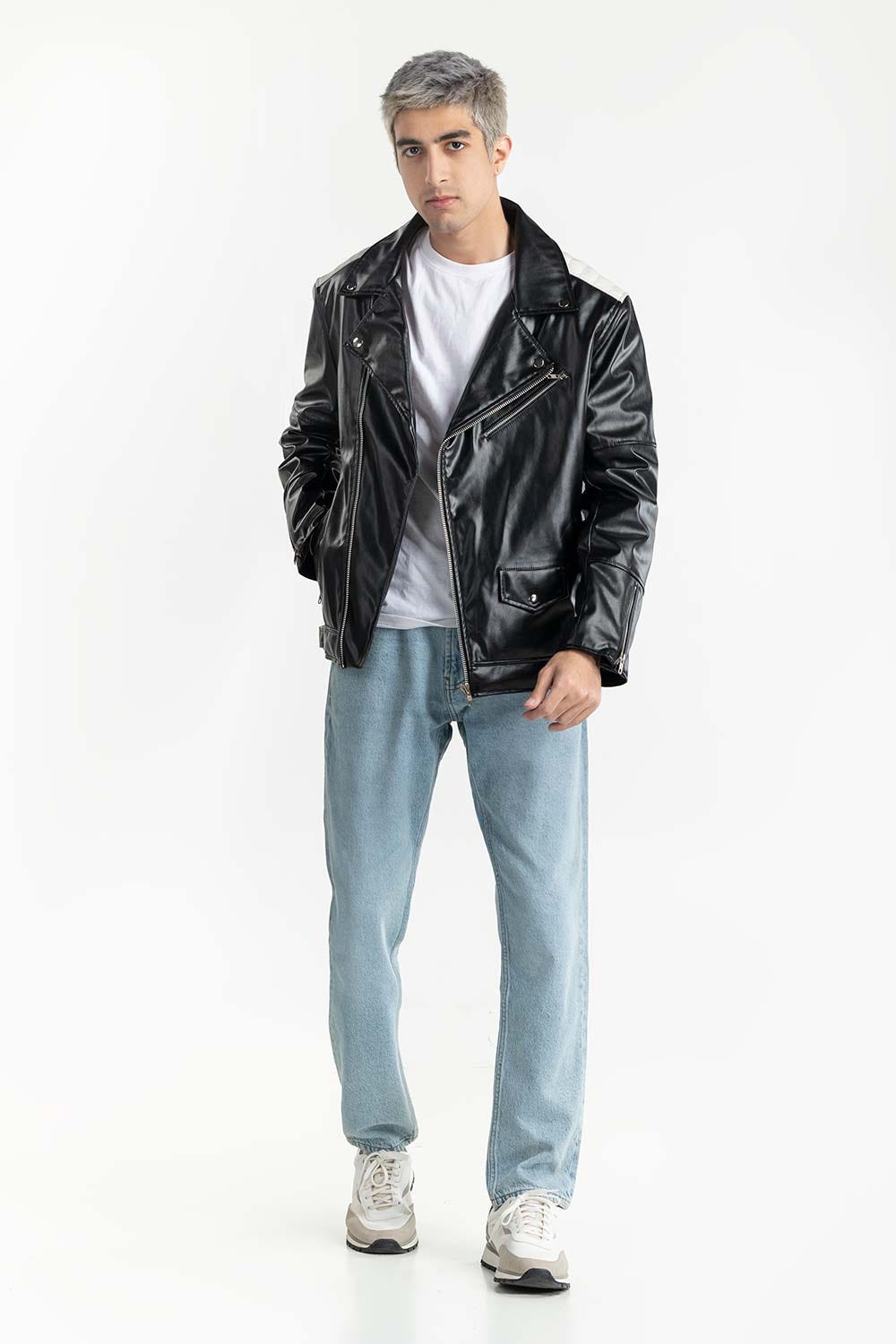 Black Leather Biker Jacket 224-110-008 | Salt by Ideas