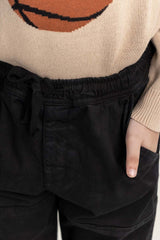 Junior Boy Black Non Denim Cargo Pant 224-320-303