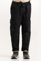 Junior Boy Black Non Denim Cargo Pant 224-320-303