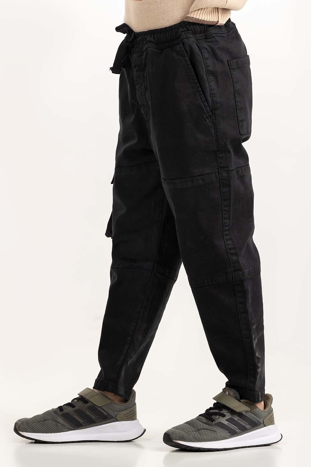 Junior Boy Black Non Denim Cargo Pant 224-320-303