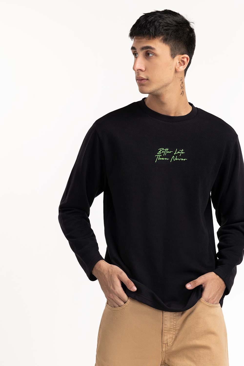 Black Print  T-Shirt 224-113-028