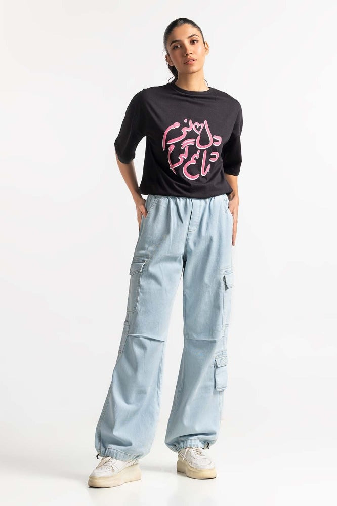 Black Printed Knit Top WM-KTP-SS24-031