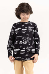 Junior Boy Black Round Neck T-Shirt 224 -313-017