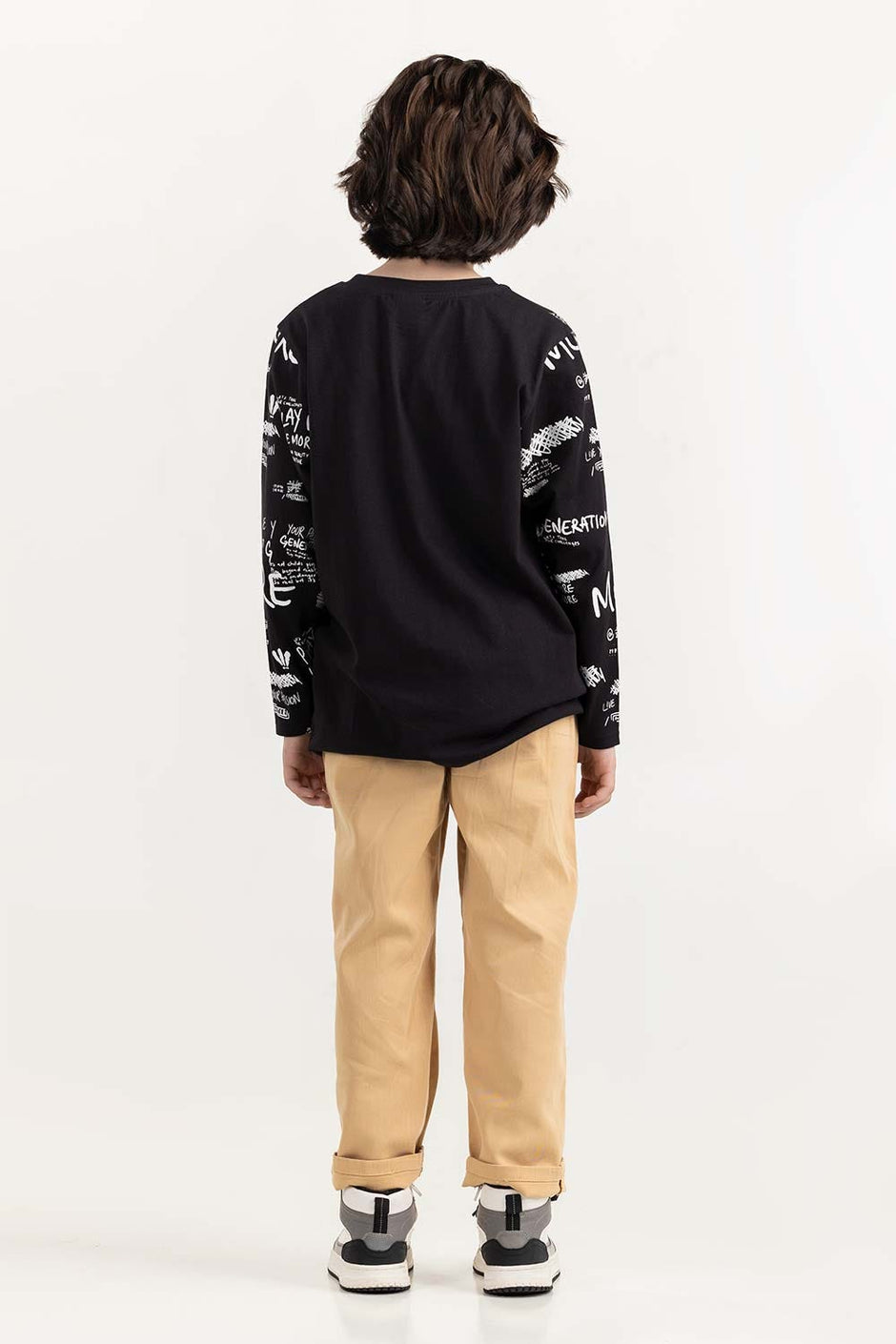 Junior Boy Black Round Neck T-Shirt 224 -313-017