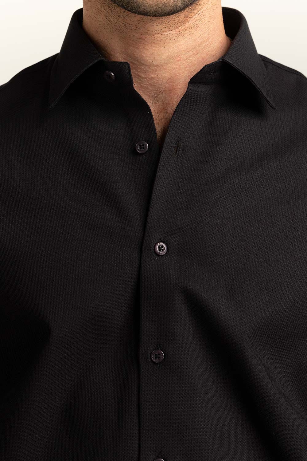 Black Self Textured Dress Shirt MN-FS-PD24-086
