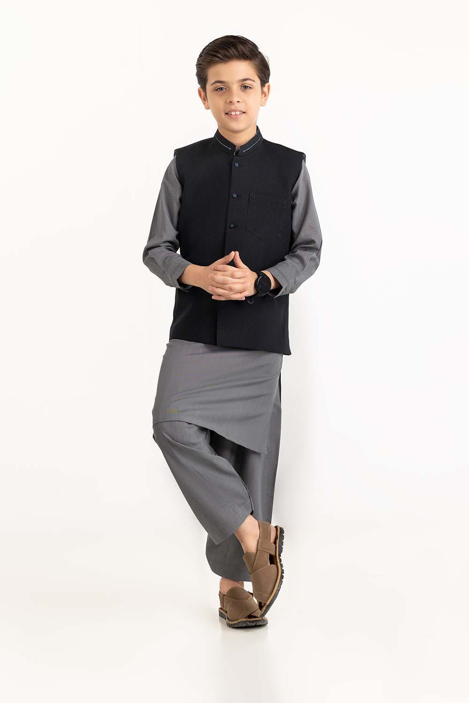 Black Stylized Waist Coat KWC-PD23-004
