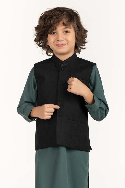 Black Stylized Waist Coat KWC-PD23-007