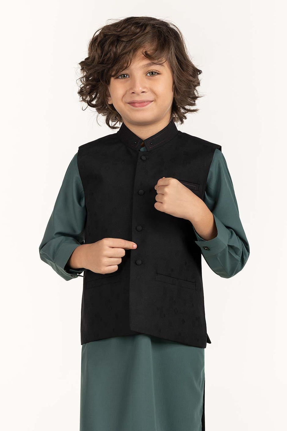 Black Stylized Waist Coat KWC-PD23-007