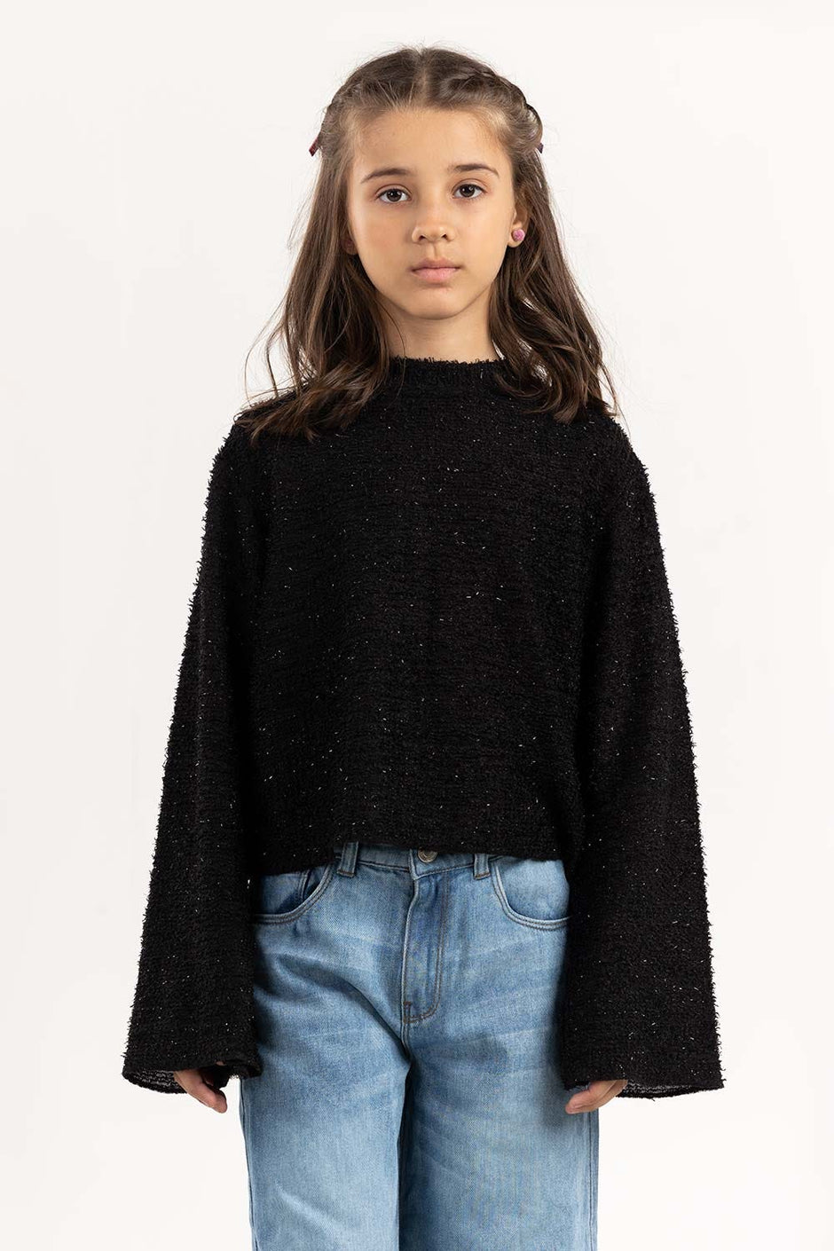Girls Black Sweatshirt 224-412-072