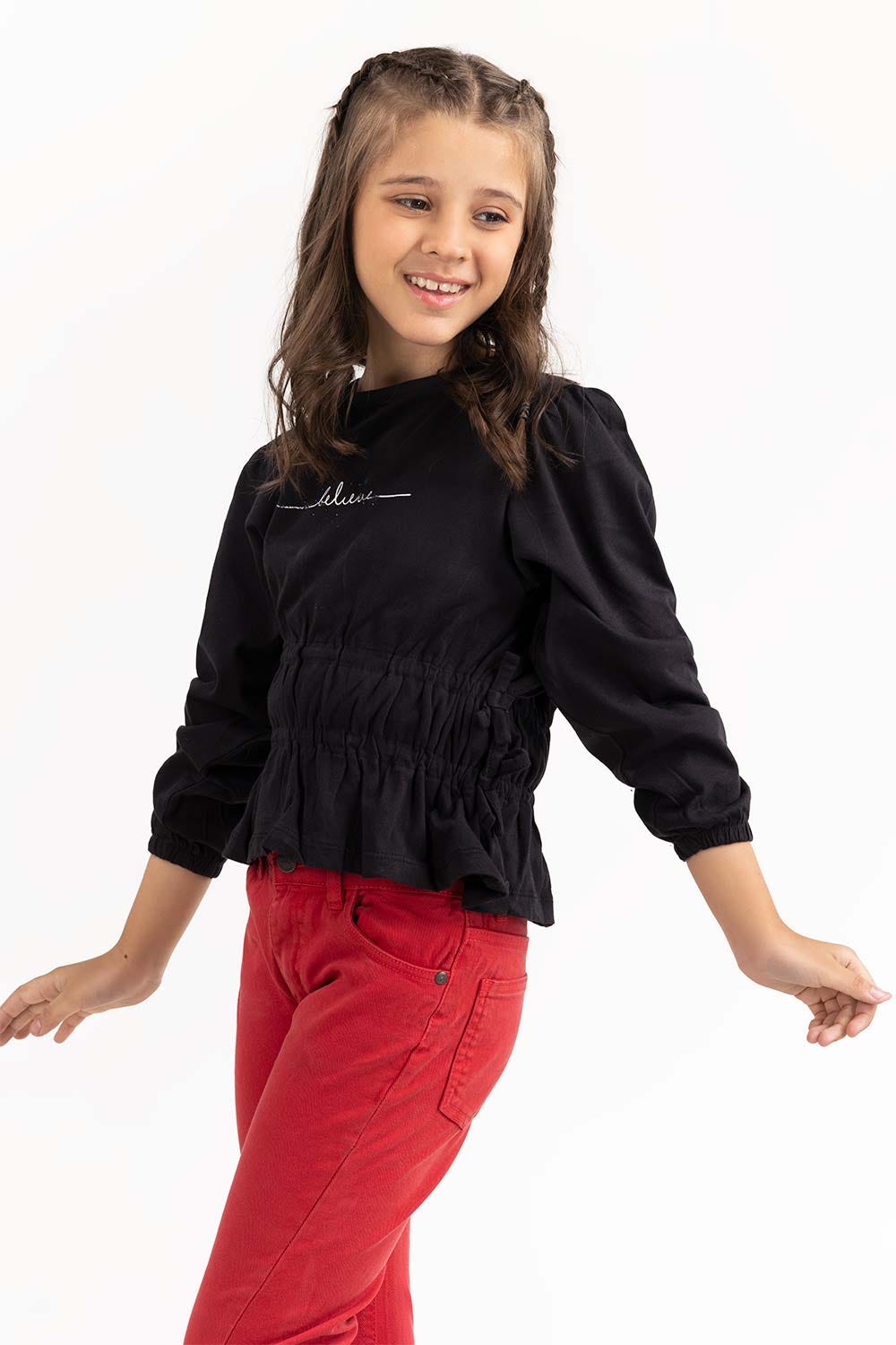 Junior Girl Black T-Shirt JGKT-2210042