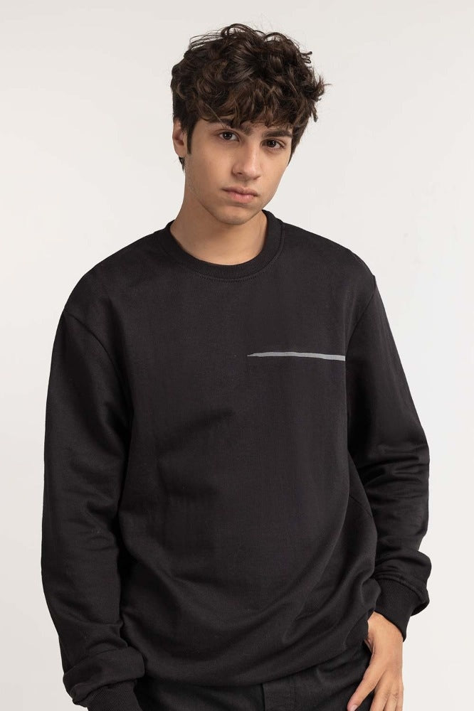 Black Textured Fashion Sweatshirt MN-SWS-WS23-013