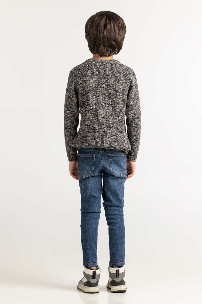 Black White Basic Sweater TB-SWT-WS23-034