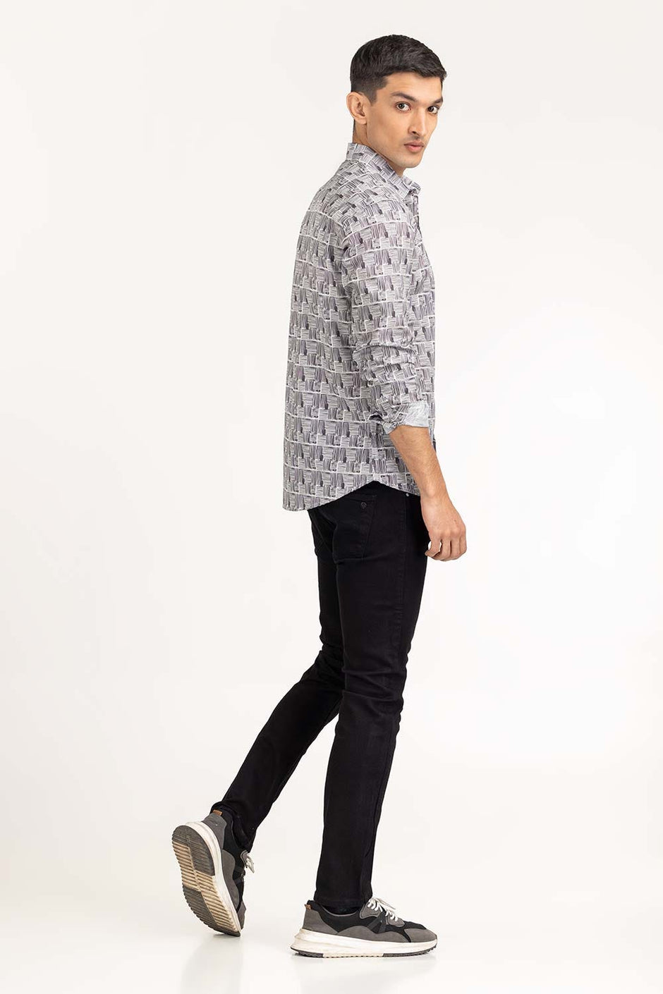 Black White Printed Casual Shirt CS-PRT22-005