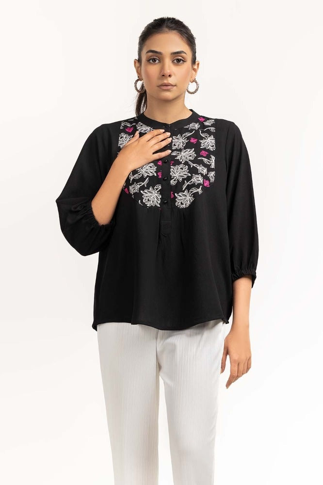 Black Woven Blouse 231-217-062