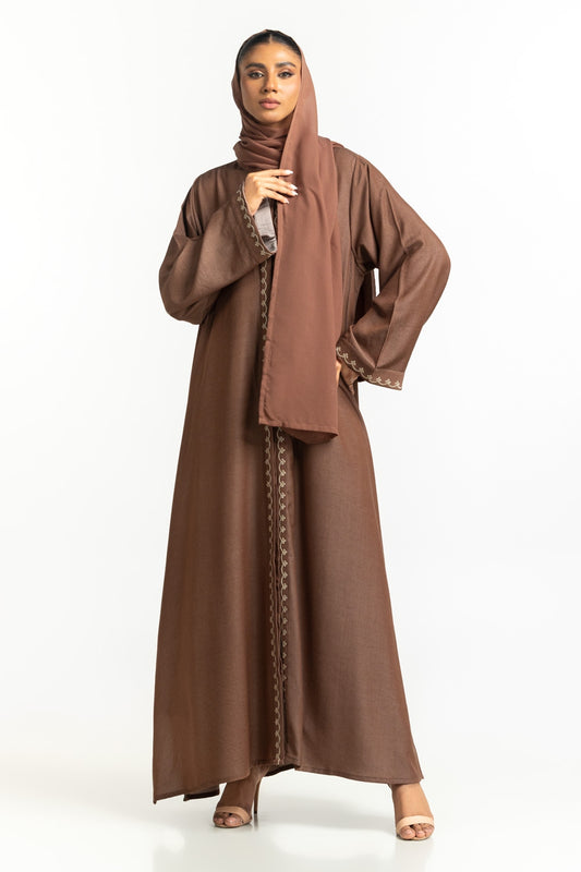 Blended Embroidered Abaya With Scarf KAB-22117