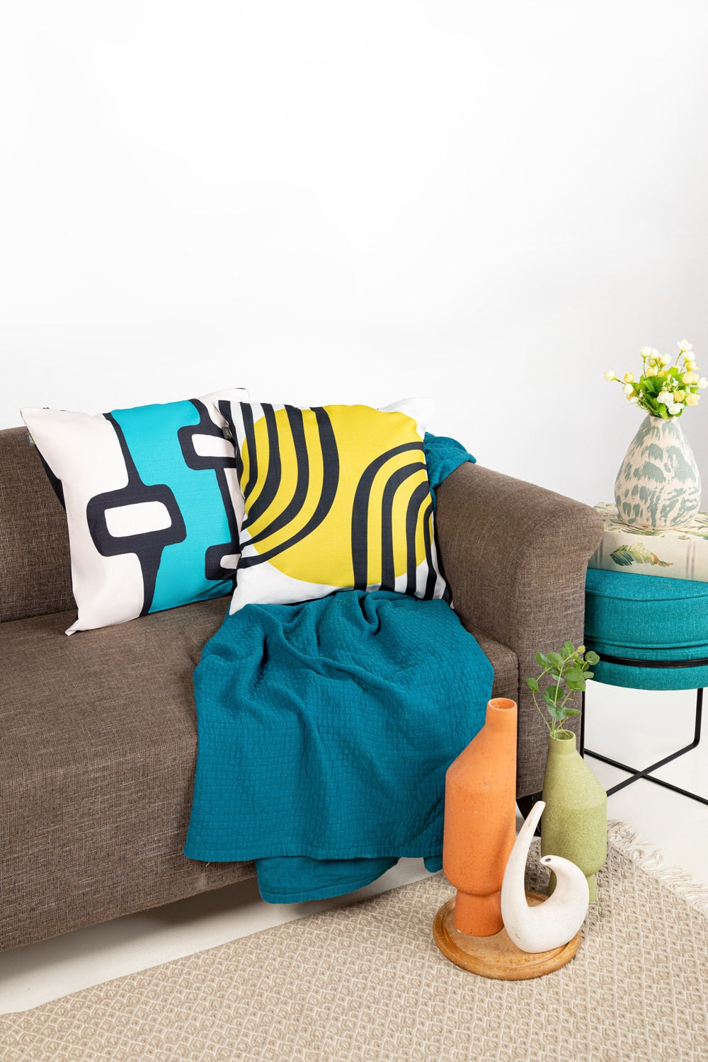 Blue Abstract Digital Printed Cushion Cover