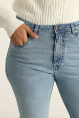 Blue Denim With Fray Hem 224-221-005