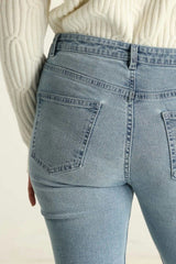 Blue Denim With Fray Hem 224-221-005