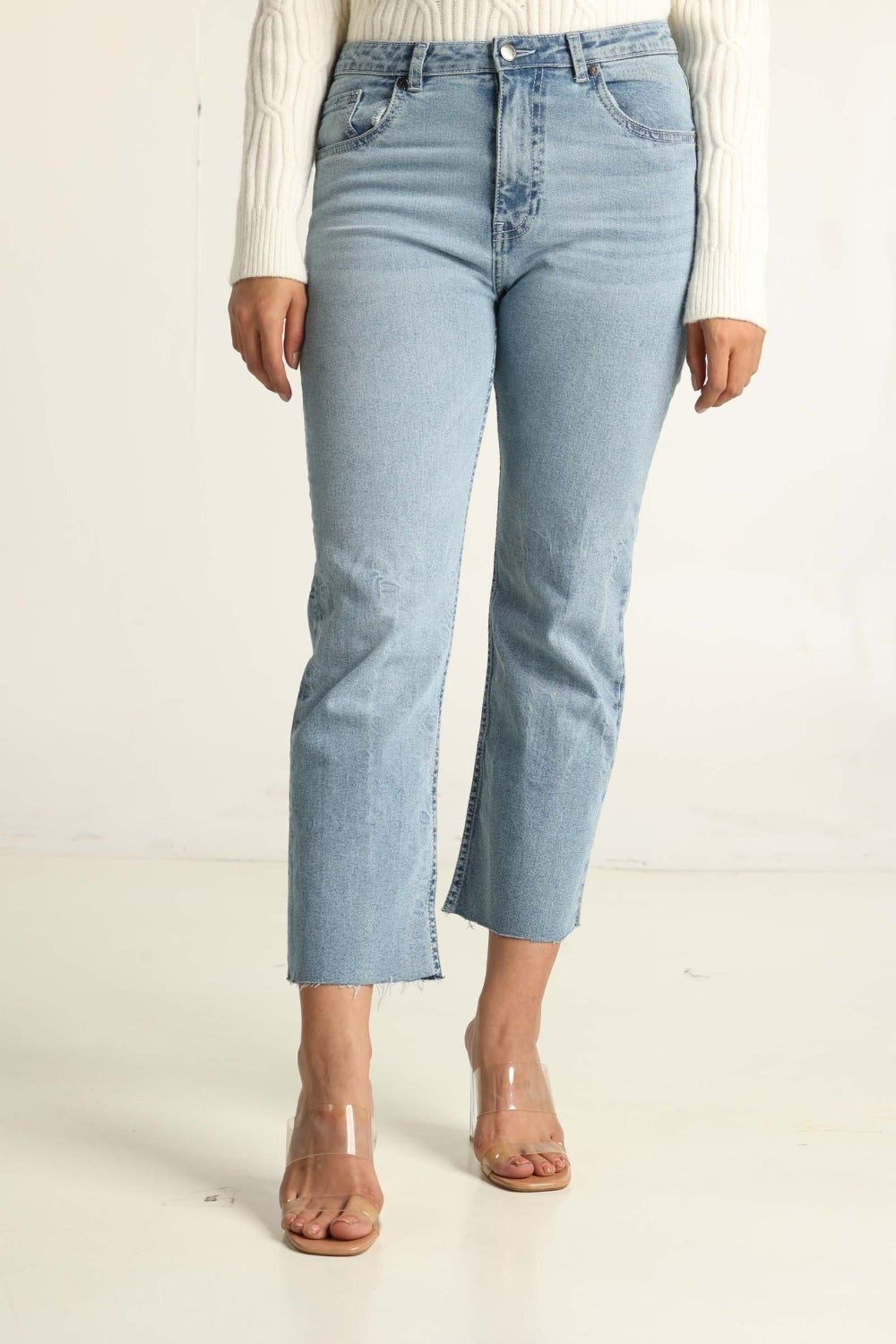 Blue Denim With Fray Hem 224-221-005