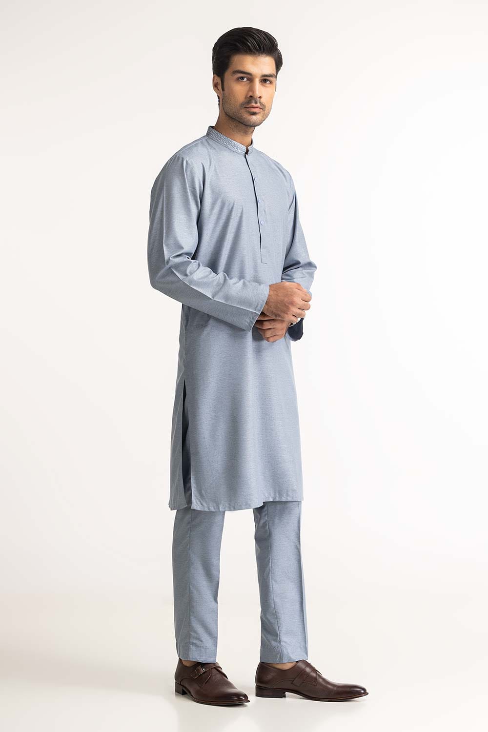 Blue Embroidered Kurta SK-E24-049
