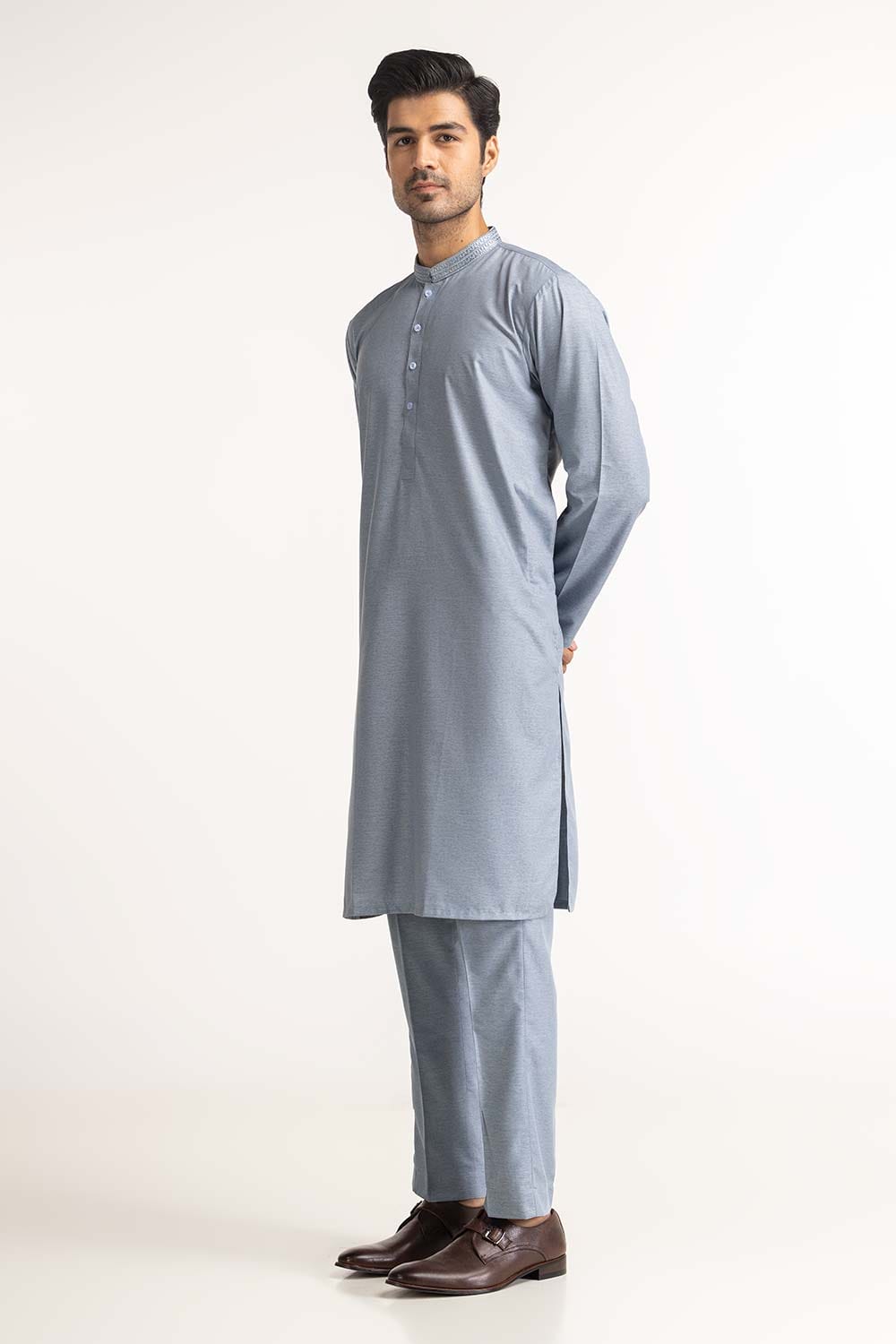 Blue Embroidered Kurta SK-E24-049