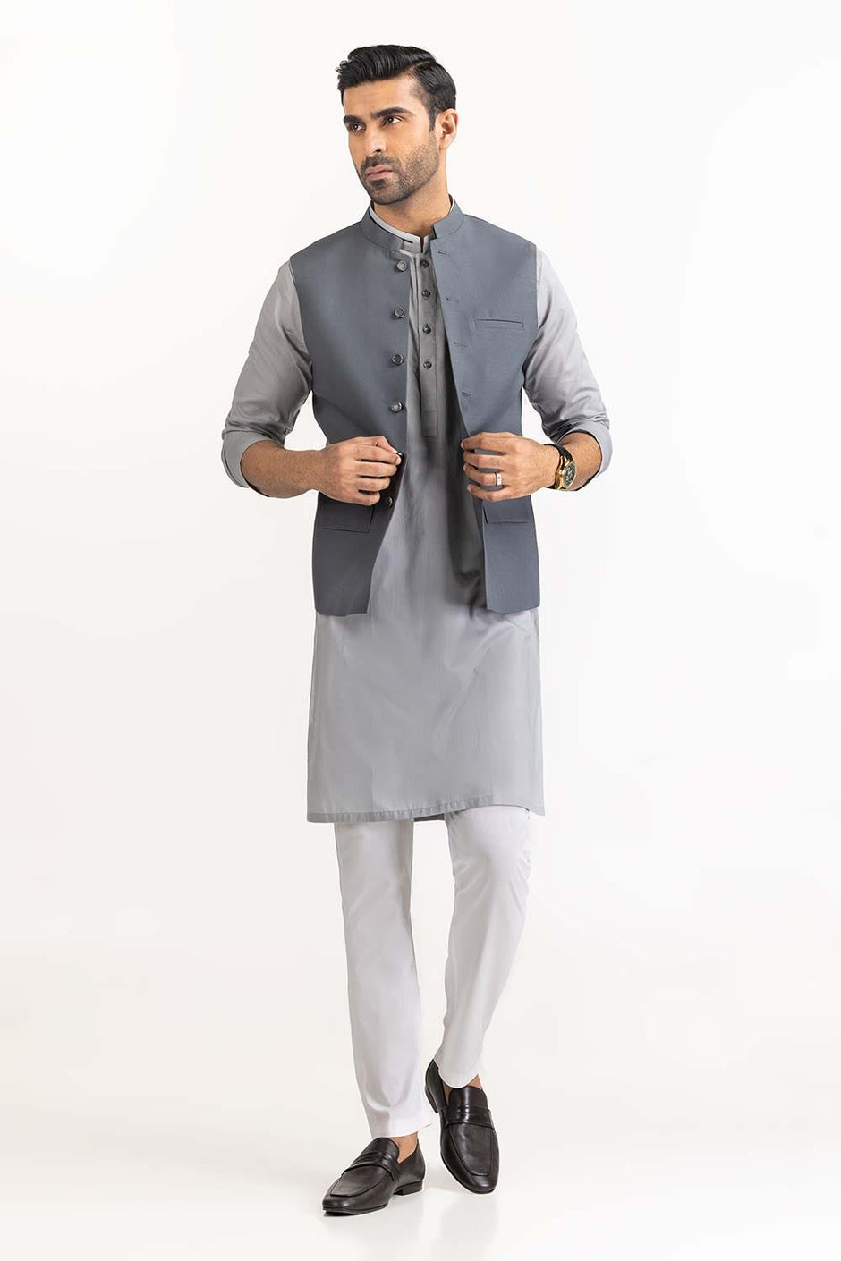 Blue Grey Basic Waist Coat