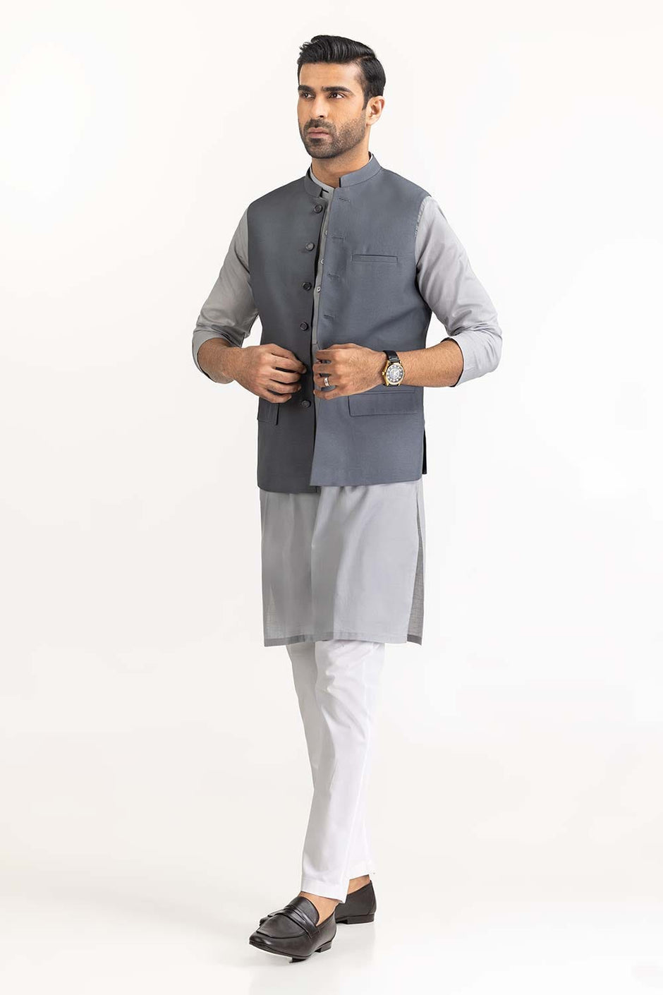 Blue Grey Basic Waist Coat