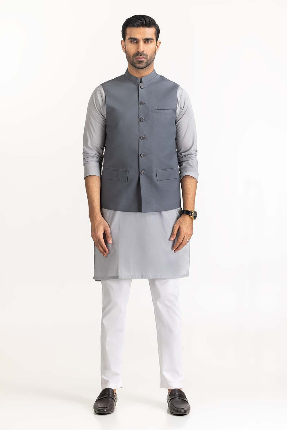 Blue Grey Basic Waist Coat
