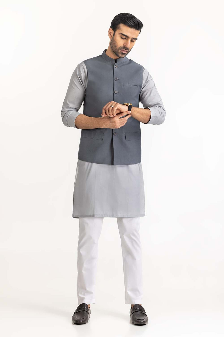 Blue Grey Basic Waist Coat
